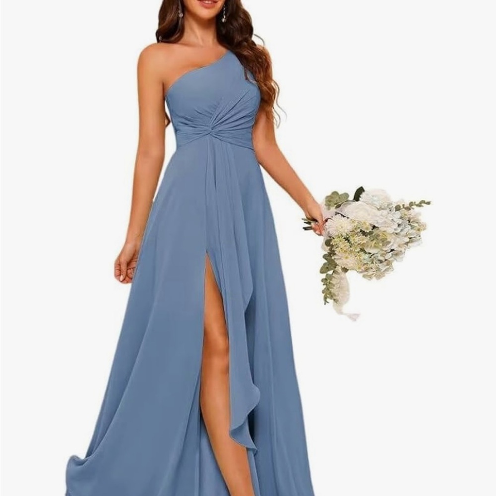Elegant Blue One-Shoulder Dress